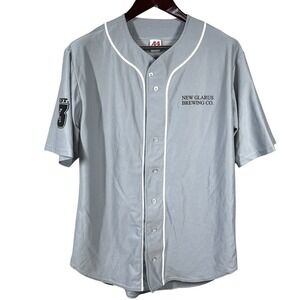 New Glarus Brewing Cow Tipping Team Jersey Mens M Baseball Shirt Spotted Cow WI